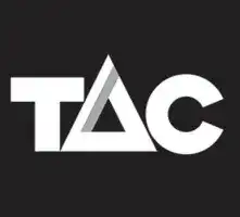 InspireHM— Logo with the letters "TAC" in white against a black background. The "A" is styled with a triangular design that includes a gray diagonal stripe.